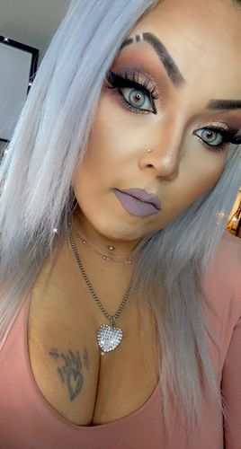 Customer photo review of Cherry Sky Blue Colored Contact Lenses