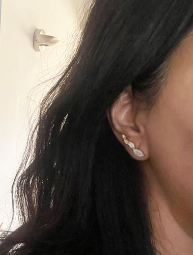 Customer photo review of Moonstone Climber Earrings