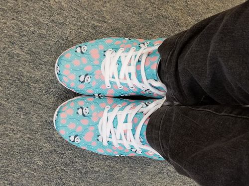 Customer photo review of Cute Panda And Balloon Pattern Print White Sneakers