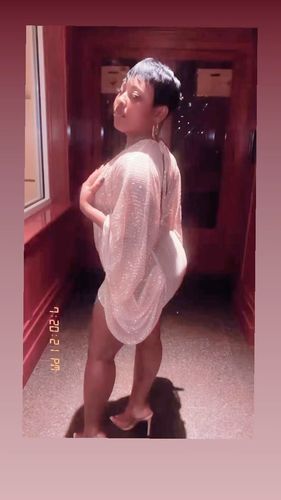 Customer photo review of Sequined Elegant V Neck Draped Mini Dress