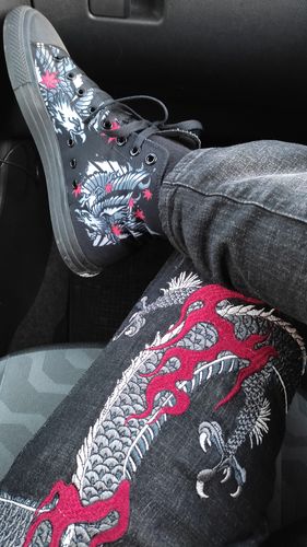 Customer photo review of Fire Dragon Samurai Jeans