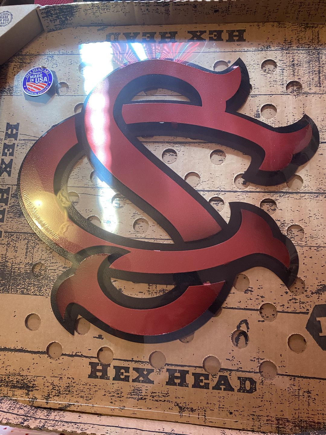 Customer photo review of University of South Carolina Baseball Logo 3D Vintage Metal Artwork