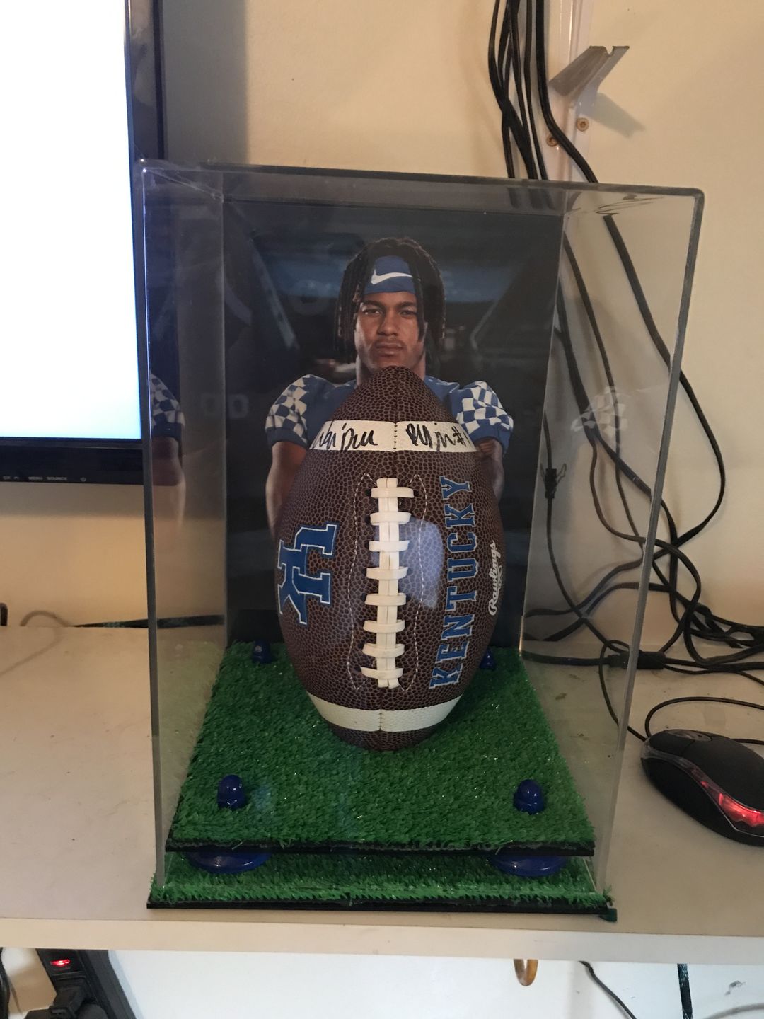 Customer photo review of Acrylic Full Size Football Display Case Vertical - Clear (B42/A060)