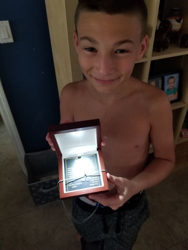 Customer photo review of To My Grandson, Most Beautiful Chapters - Cross Necklace