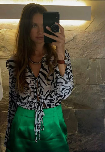 Customer photo review of Zebra Print Mesh Top