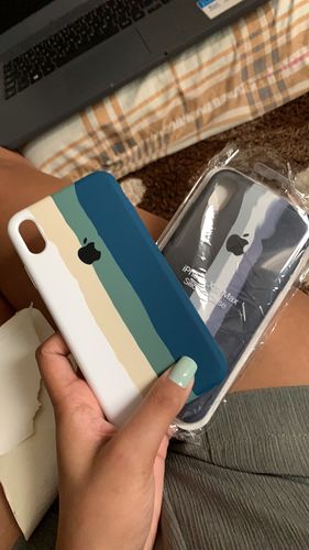 Customer photo review of iPhone Silicone Case (Teal Rainbow)