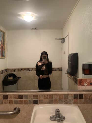 Customer photo review of Long sleeve hollow out buckle top