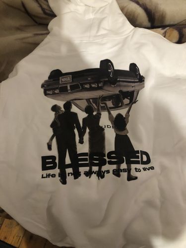 Customer photo review of Felpa Hoodie Drip studios Blessed