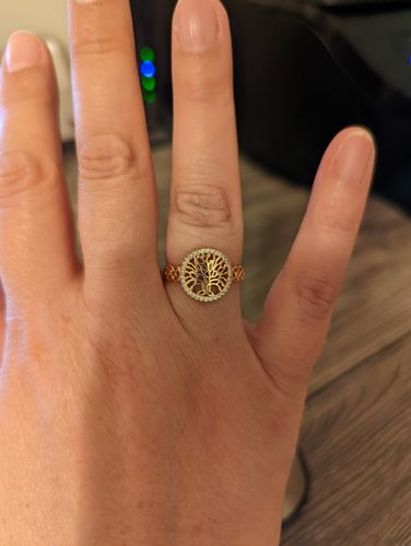Customer photo review of Celtic Tree of Life™ 18K Yellow Gold Diamond Ring