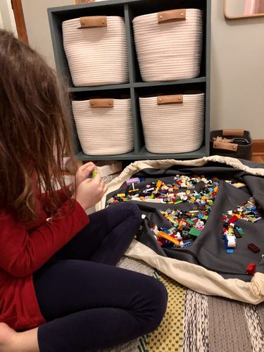 Customer photo review of Large Toy Storage Bag - Seattle Gray