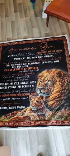 Customer photo review of "An meinen Sohn" Decke - Lion
