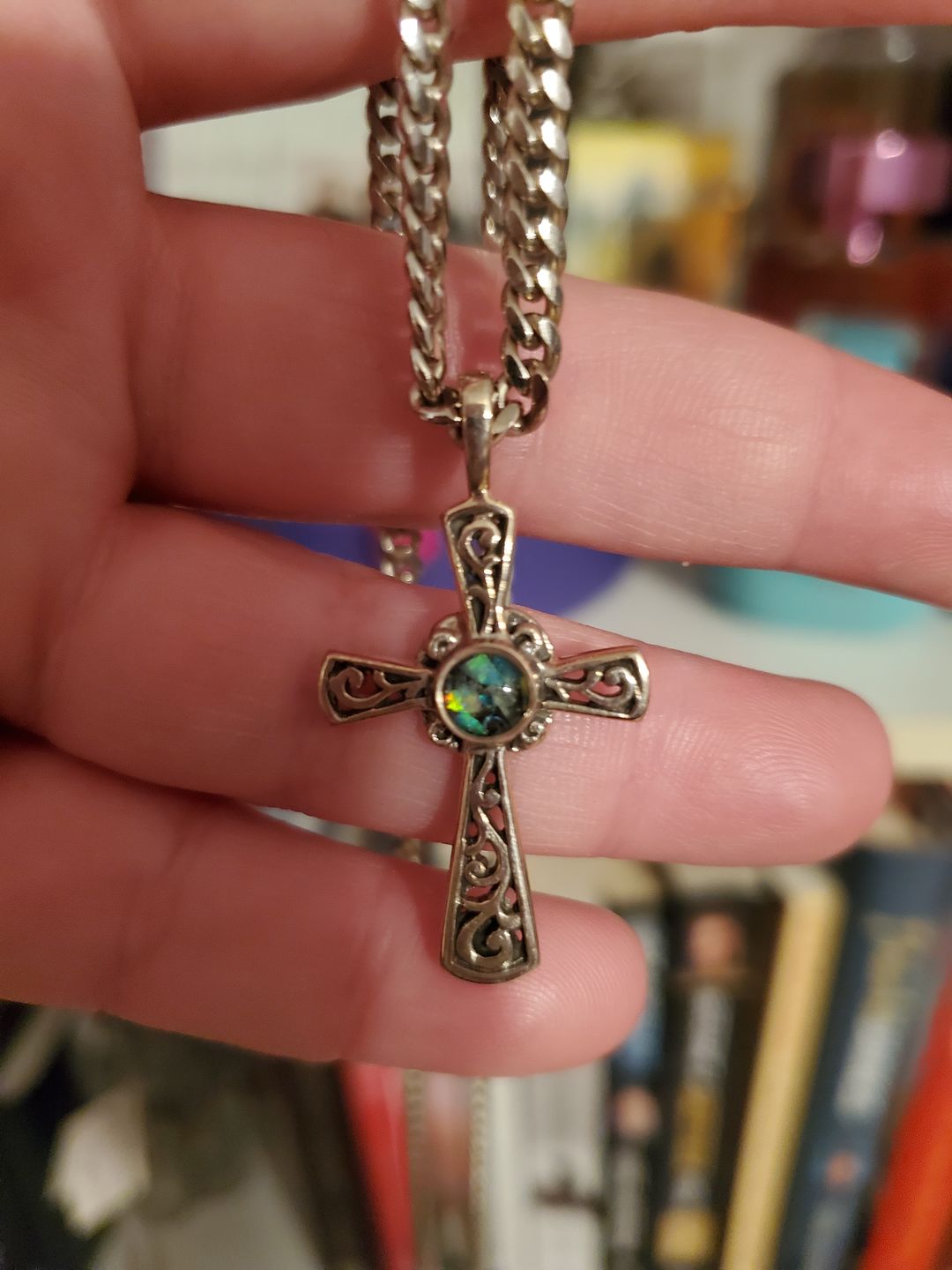 Customer photo review of Cross Pendant with Cremation Ash