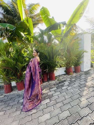 Customer photo review of Royal Princess Golden Wine Woven Kanjivaram Saree