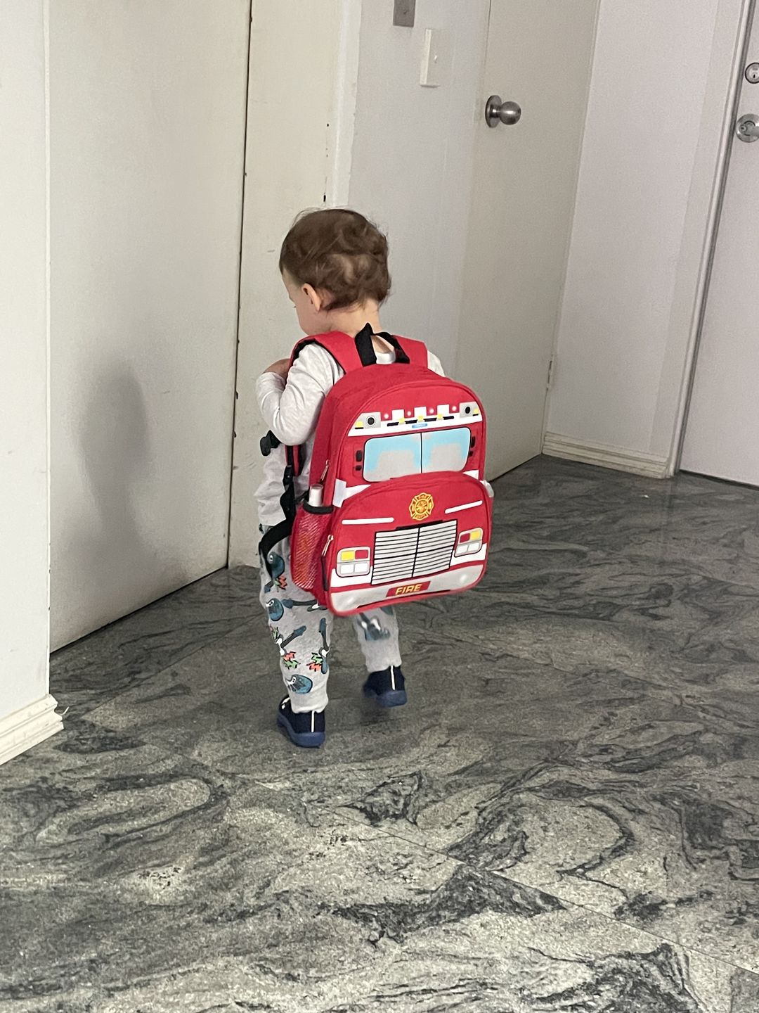 Customer photo review of Fire Truck Backpack
