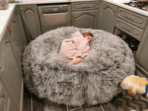 Customer photo review of The Ultimate XXL Adults Children’s Faux Fur Bean Bag With Beans Included