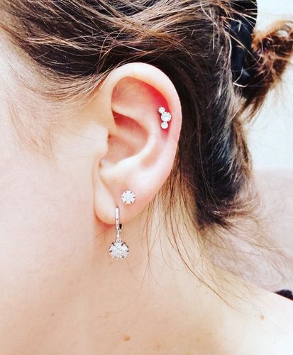 Customer photo review of Florance White Zircon Flower Huggie Earrings