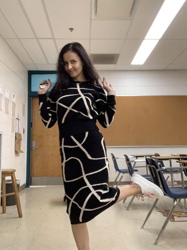Customer photo review of Contrast Color Striped Sweater