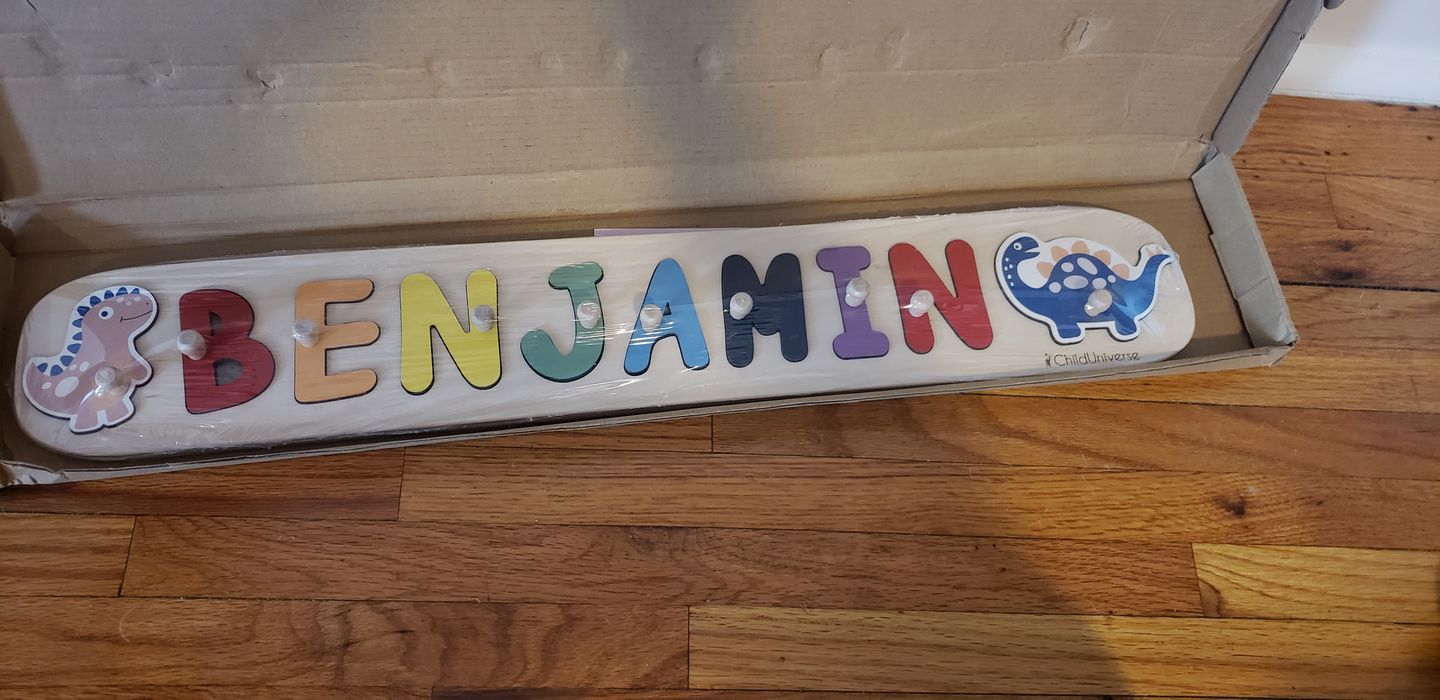 Customer photo review of Boy Dinosaur Name Puzzle