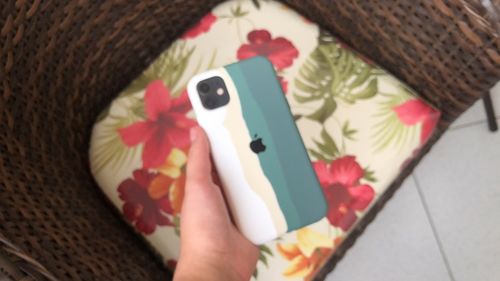Customer photo review of iPhone Silicone Case (Teal Rainbow)