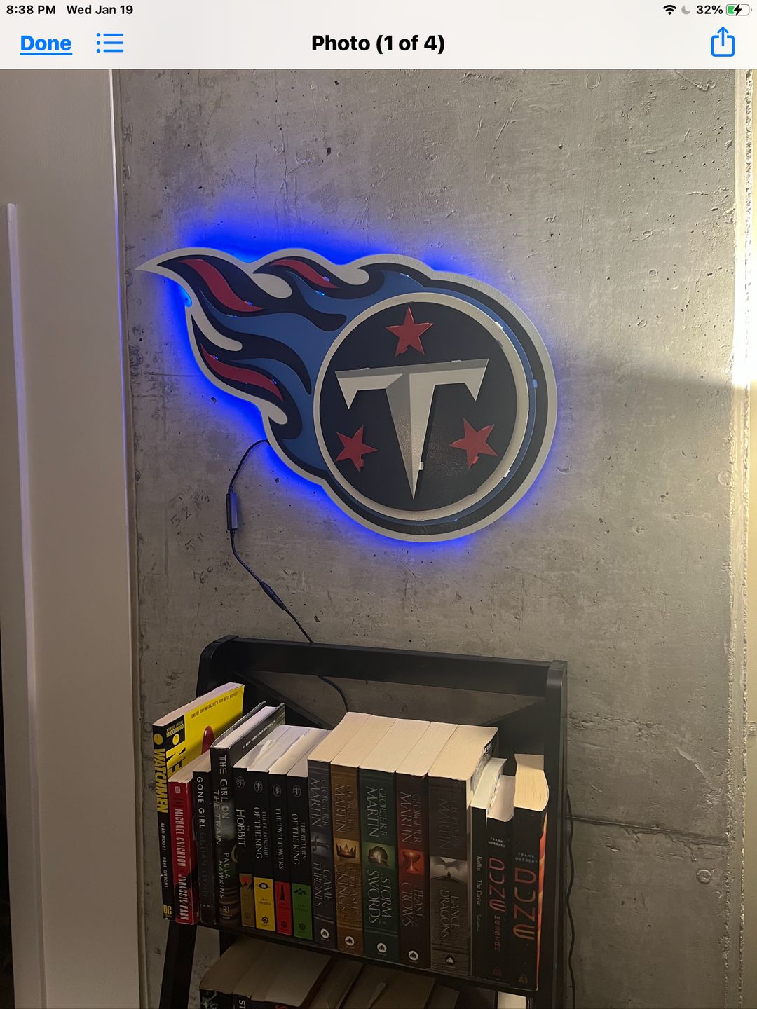 Customer photo review of Tennessee Titans 3D Vintage Metal Wall Art