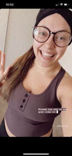 Customer photo review of Ribbed Crop Tank Sports Bra - Eggplant