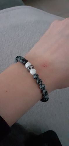 Customer photo review of BRACELET OBSIDIENNE FLOCON DE NEIGE 6 mm