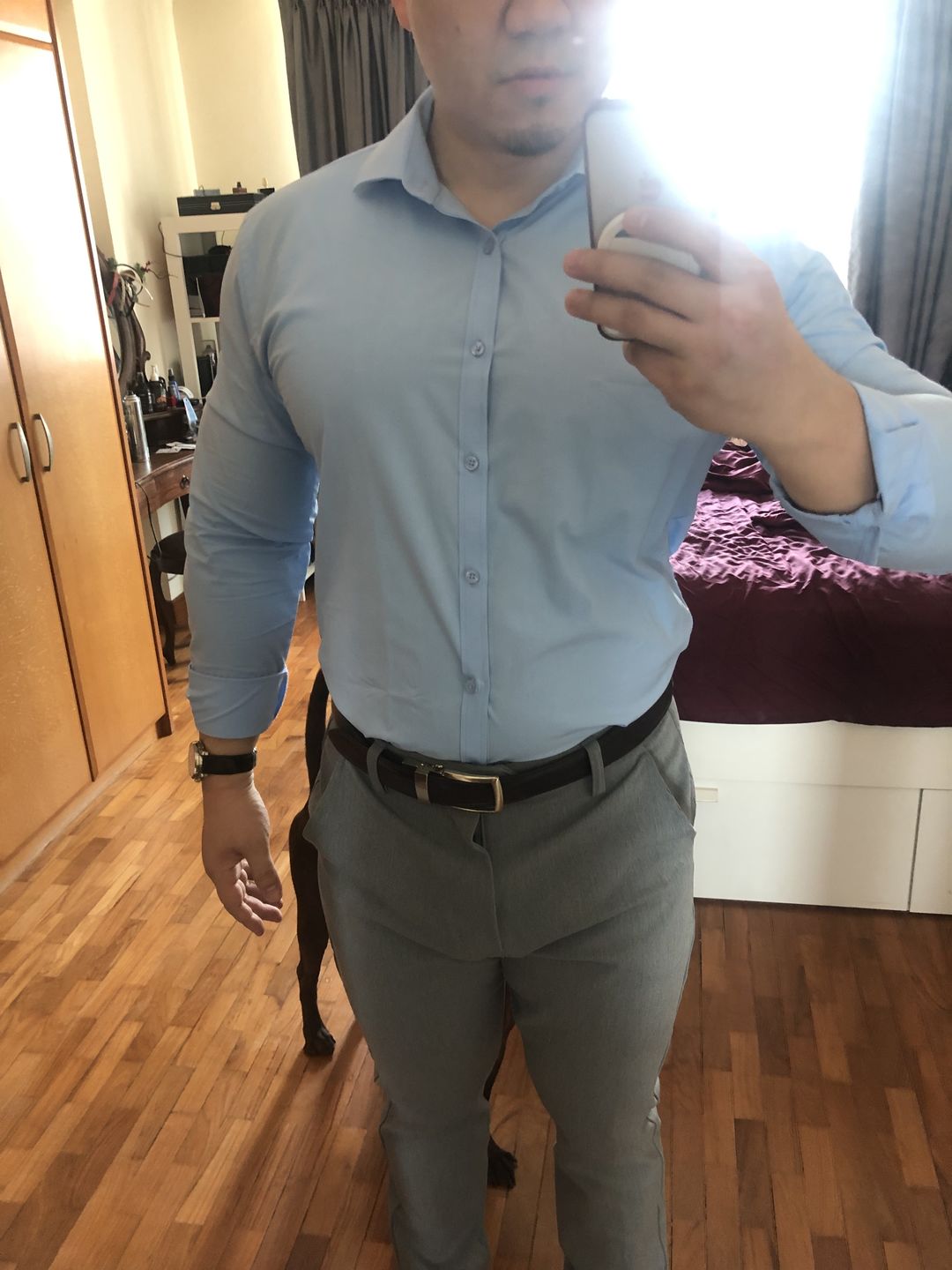 Customer photo review of Performance Bamboo Dress Shirt - Sky Blue