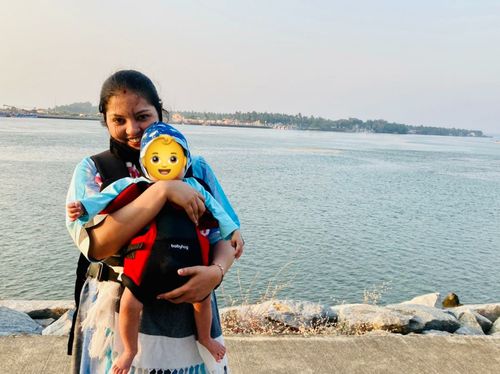 Customer photo review of Cool Blue Stripes Dress