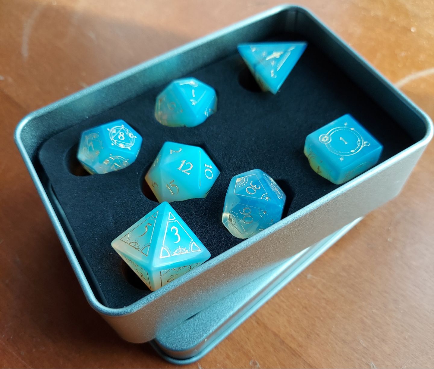Customer photo review of FABLED MARK - OPALITE STONE DICE SET