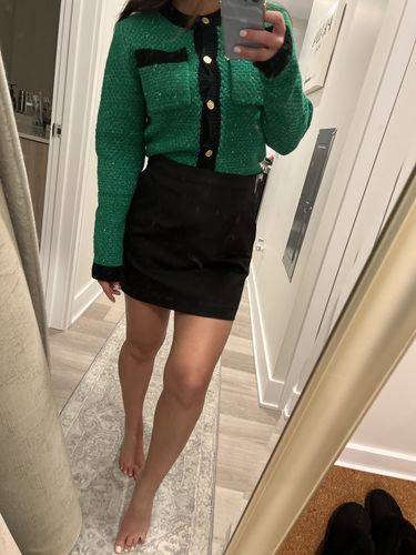Customer photo review of Contrast Trim Patched Pocket Cardigan