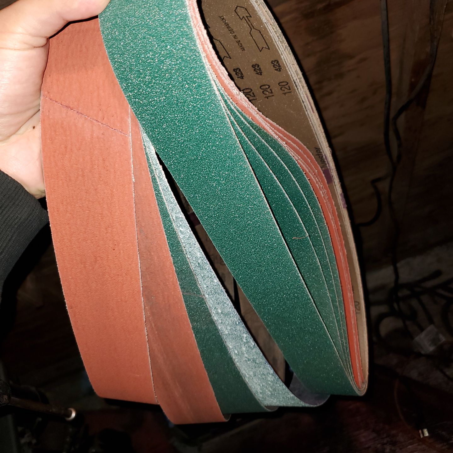 Customer photo review of 2 X 42 Inch Premium Zirconia Sanding Belts, 6 Pack