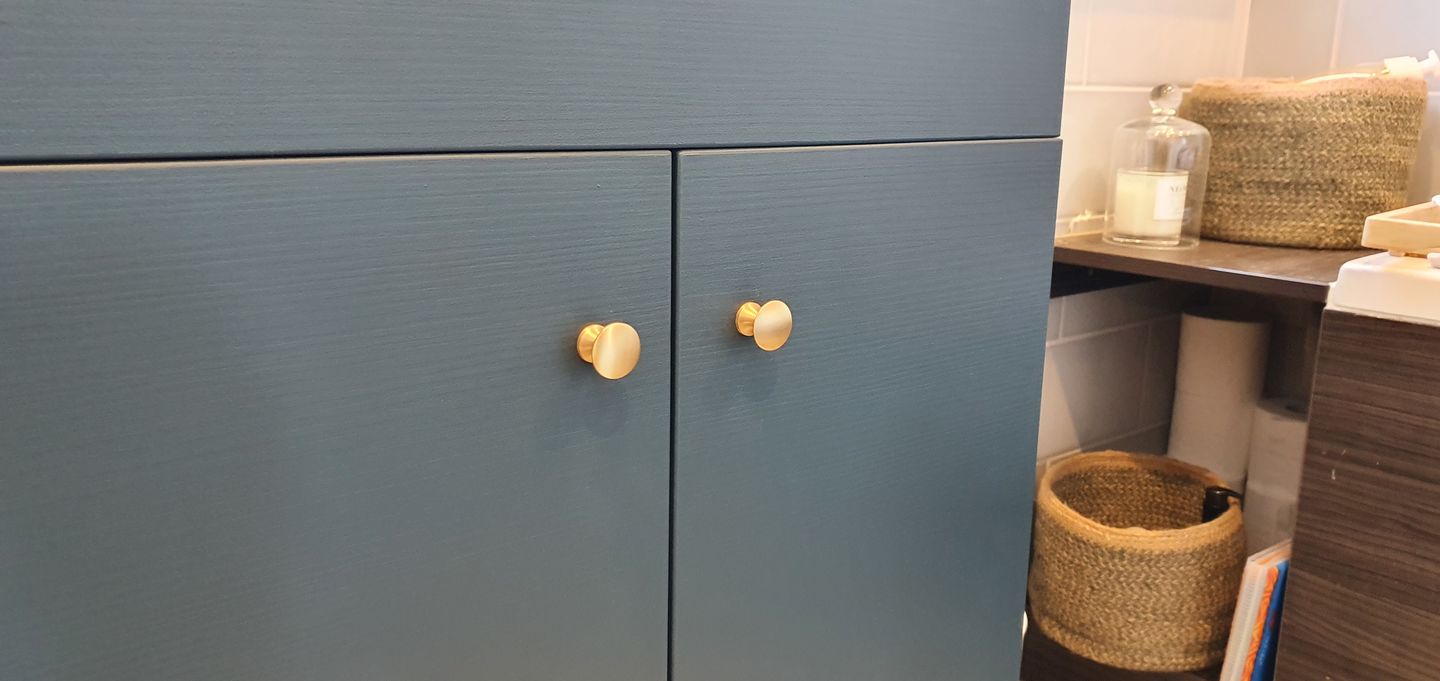Customer photo review of Classic Brushed Satin Brass Cupboard Handles