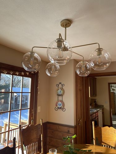 Customer photo review of Contemporary 5-Light Hand Blown Glass Globe Chandelier