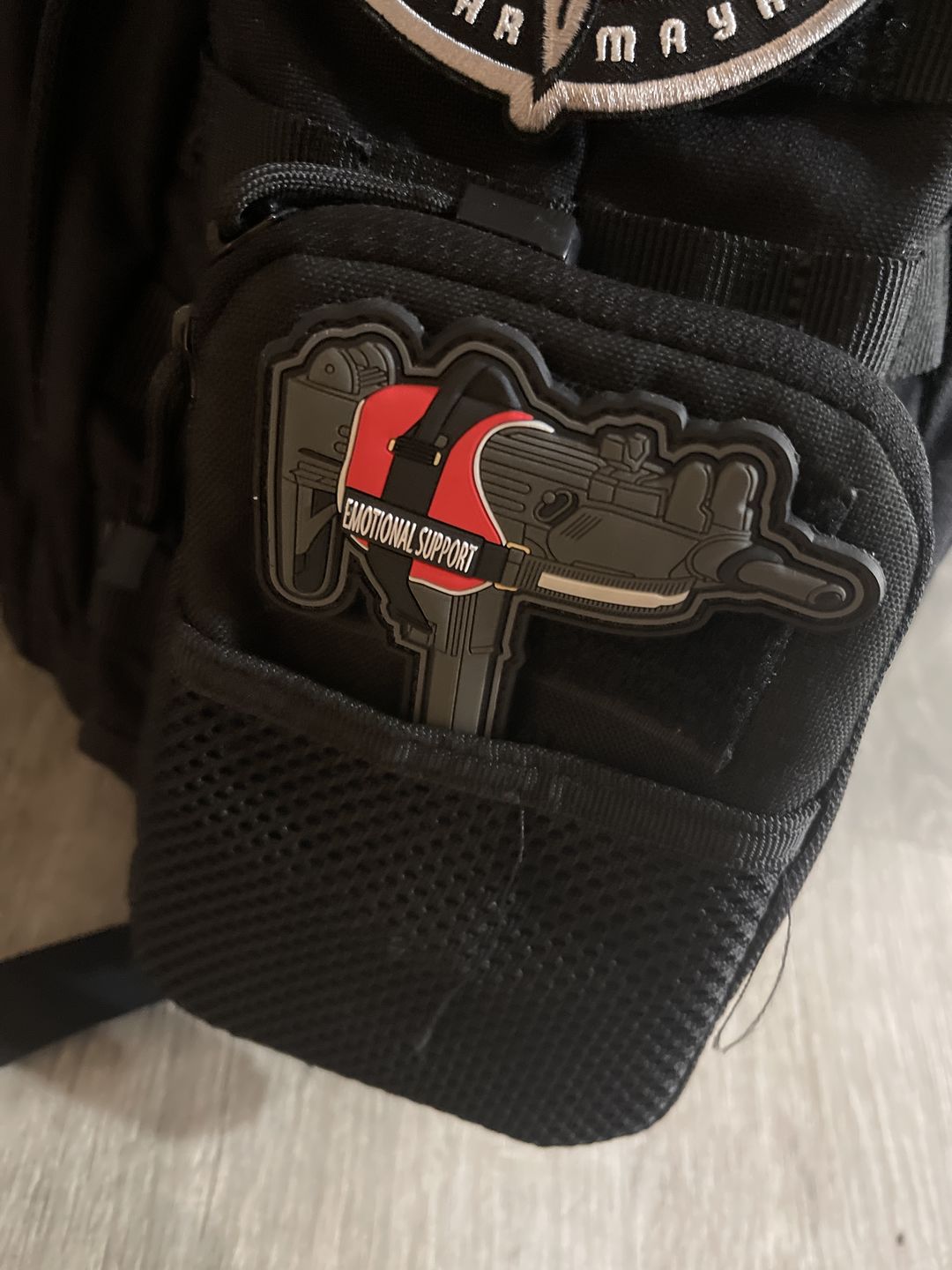 Customer photo review of Emotional Support Uzi Morale Patch