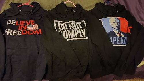 Customer photo review of Do Not Comply Hoodie