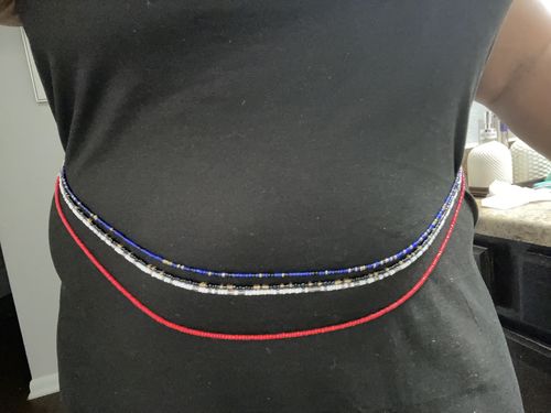Customer photo review of Silver Amethyst Tie On Waist Beads