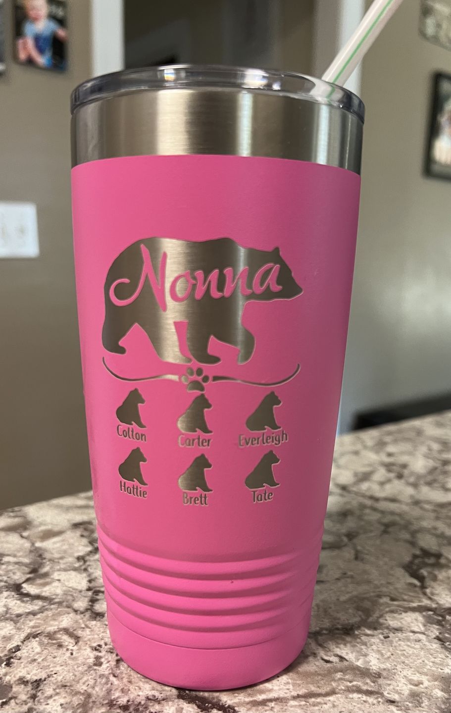Customer photo review of NEW (CUSTOM) Grandparents Bear Engraved Tumblers
