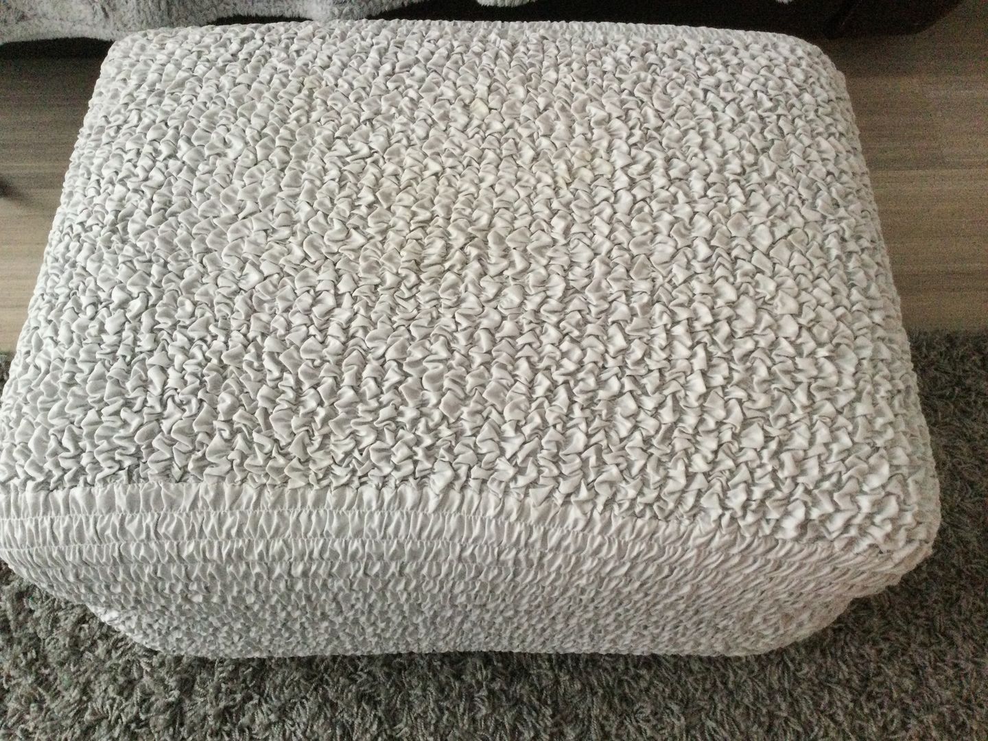 Customer photo review of Footstool Cover - Pearl Microfibra