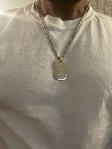 Customer photo review of Engravable Modern Dog Tag