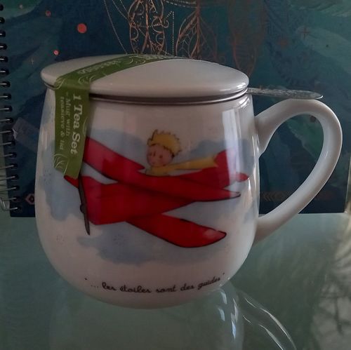 Customer photo review of Tazón El Principito con tapa y filtro de diseño Avión