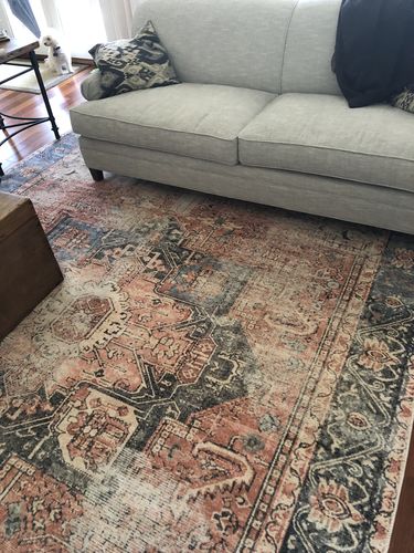 Customer photo review of Distressed Vintage Cezanne Terracotta Sky Area Rug