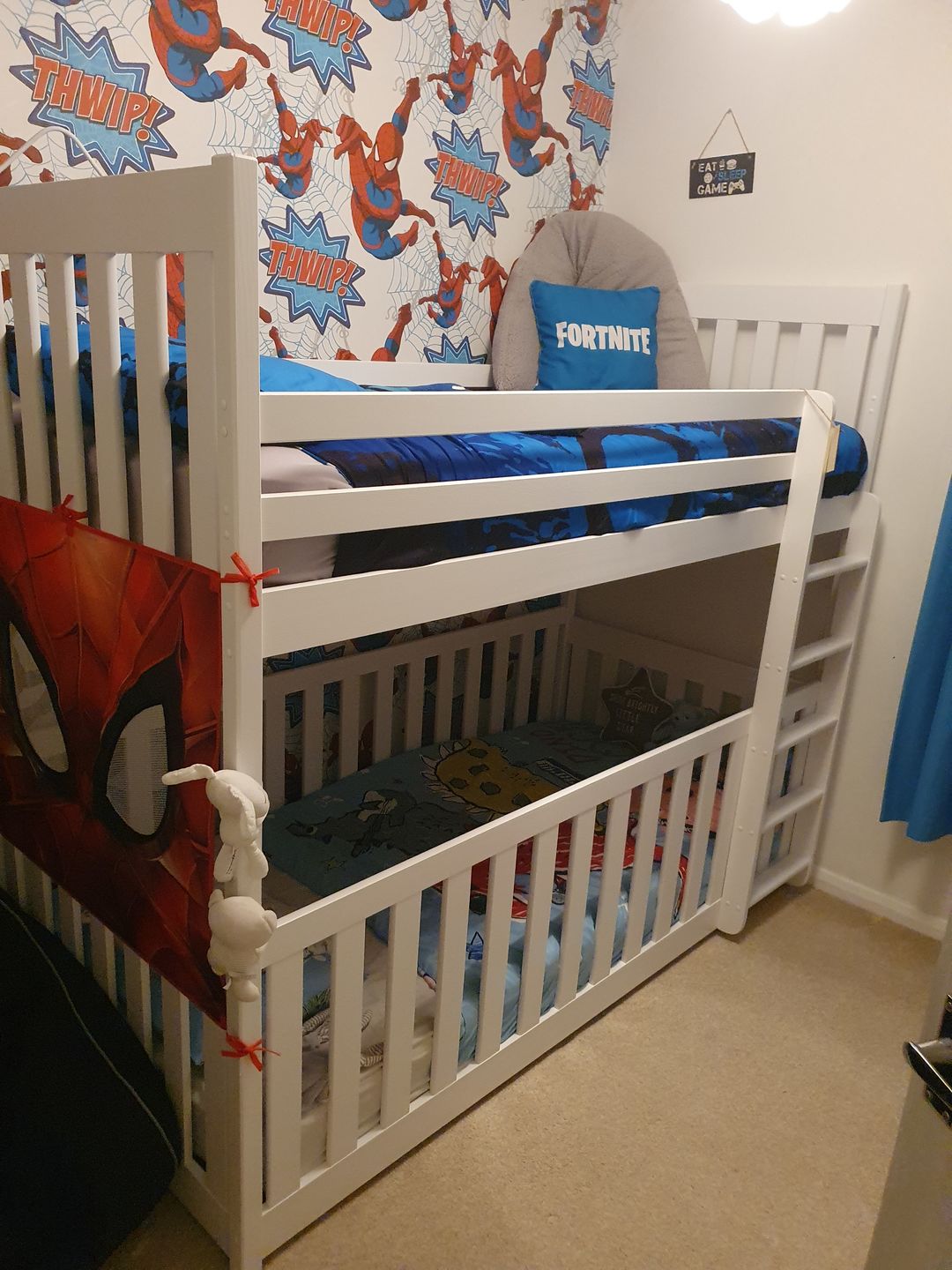 Customer photo review of Wooden Bunk Bed Cris with Cot Bed