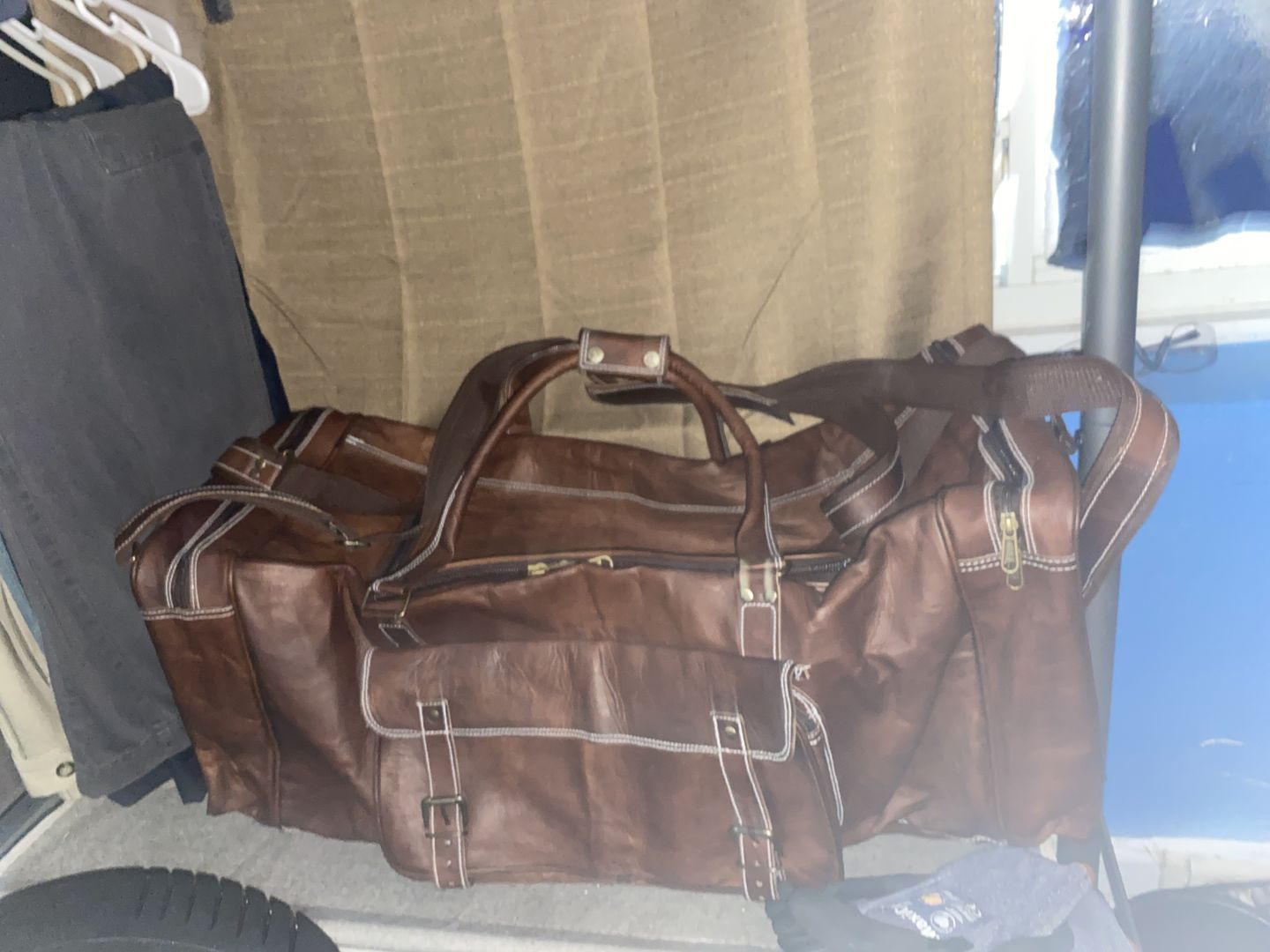 Customer photo review of Genuine Leather Traveler Overnight Weekender Duffle Bag