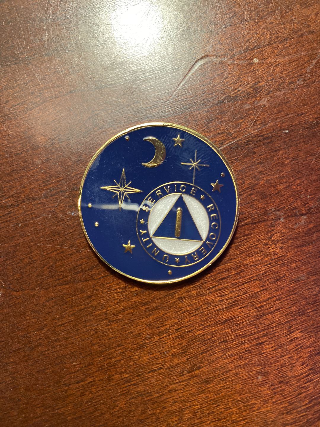 Customer photo review of Stood in the Sunlight 1 Year Specialty AA Recovery Medallion - Tri-Plated One Year Chip/Coin
