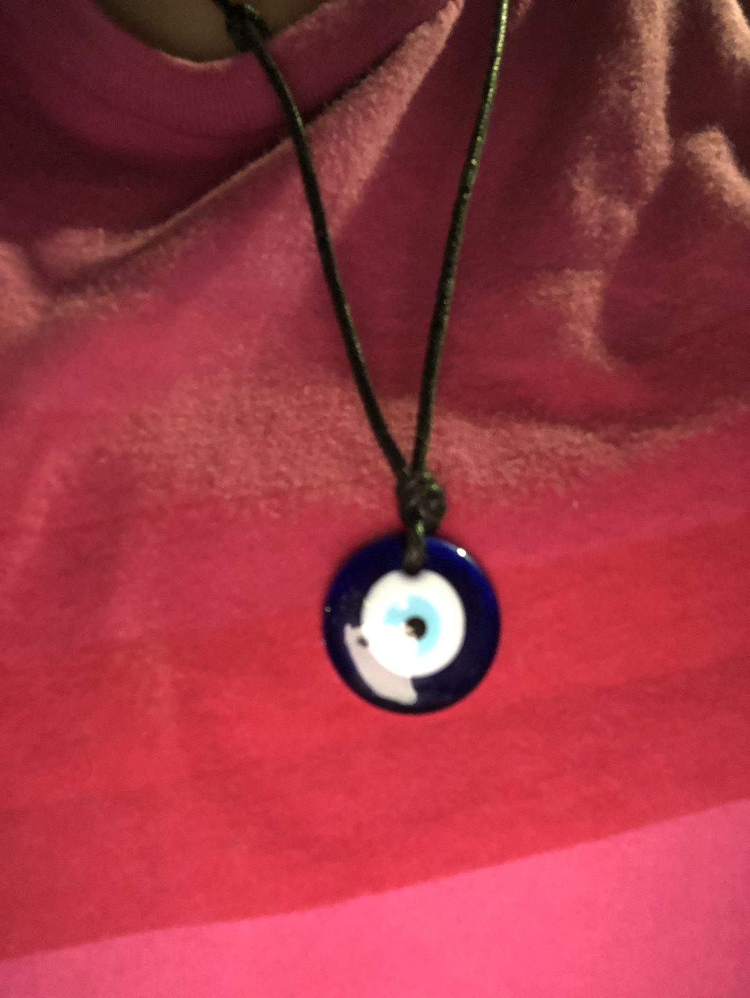 Customer photo review of Glass Evil Eye Good Luck and Protection Necklace