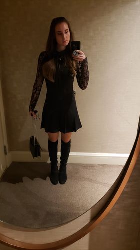Customer photo review of Plaid Pleated A-Line Skirt