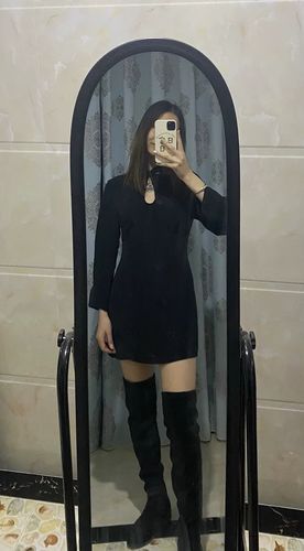 Customer photo review of Cut Out Jacquard Qipao Dress