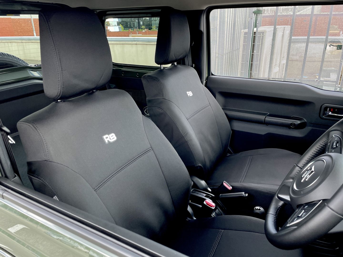 Customer photo review of Suzuki Jimny Neoprene 2x Front Seat Covers (Made to Order)