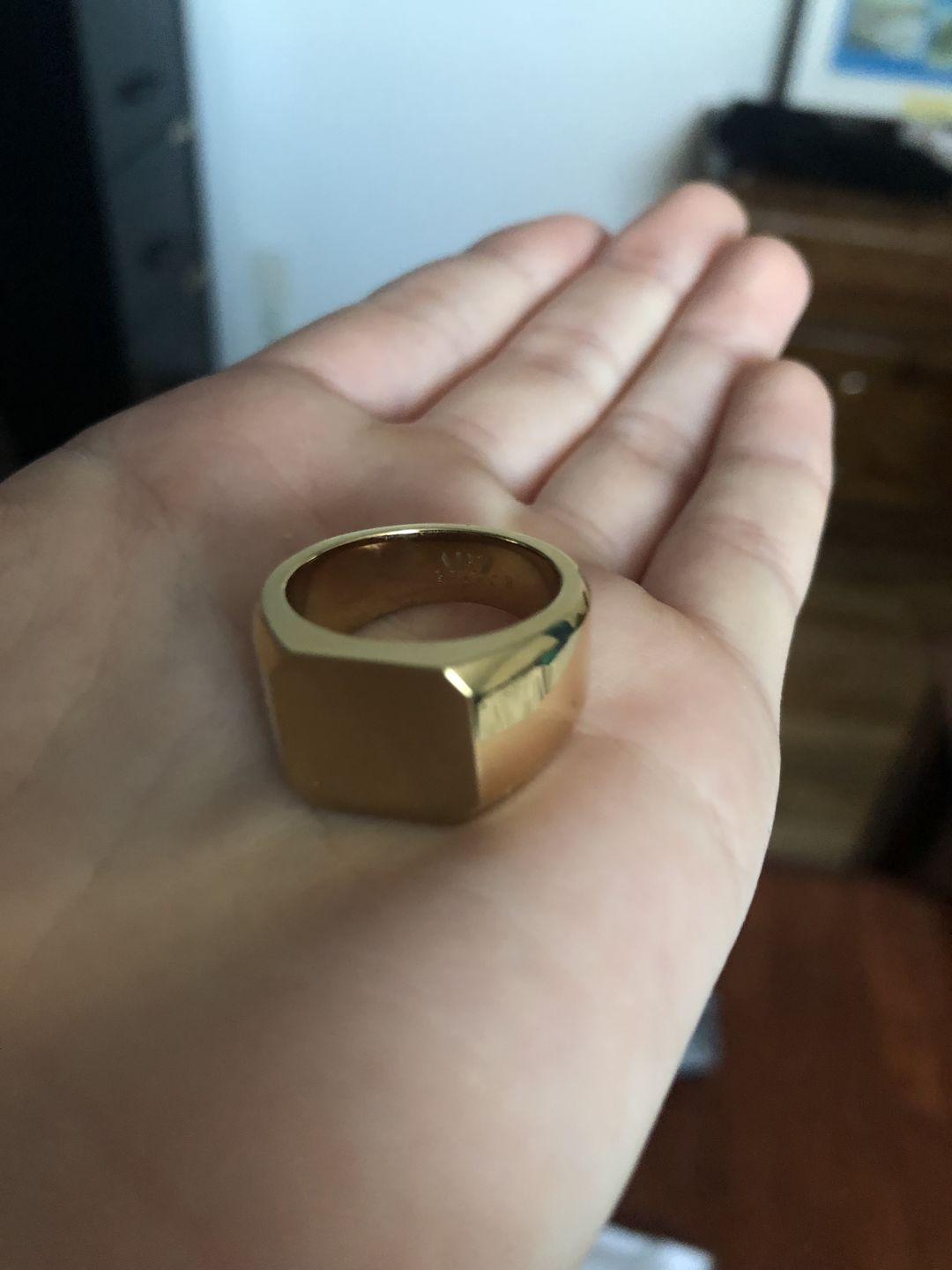Customer photo review of Matte & Shiny Engravable Signet Ring