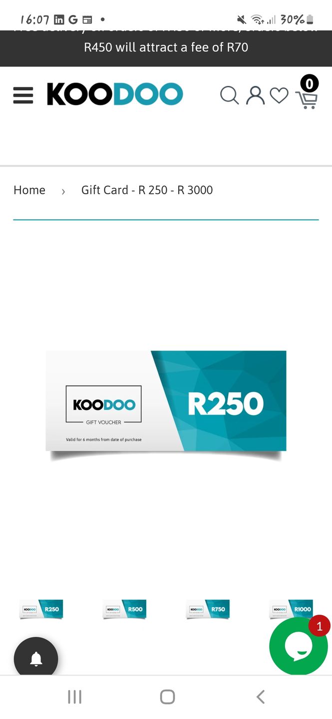 Customer photo review of Gift Card - R 250 - R 3000